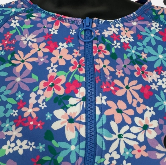 NWT Cupshe Floral Print Front Zip Rashguard One Piece Swimsuit - Picture 3 of 11